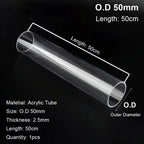 Clear Acrylic Tube for Aquarium & DIY – 20/50cm Multiple Sizes Acrylic Aquarium Tube Richie's OD50mm - 50cm