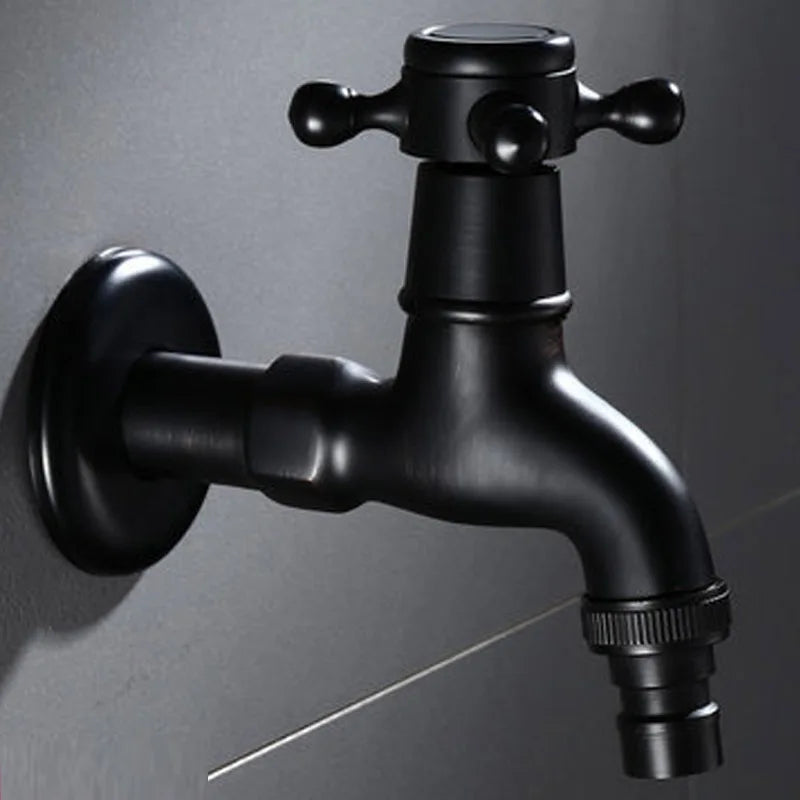 HOBHE Matte Black Brass Wall Mount Bibcock Faucet – Garden & Laundry Wall Mount Faucet Richie's LONG A
