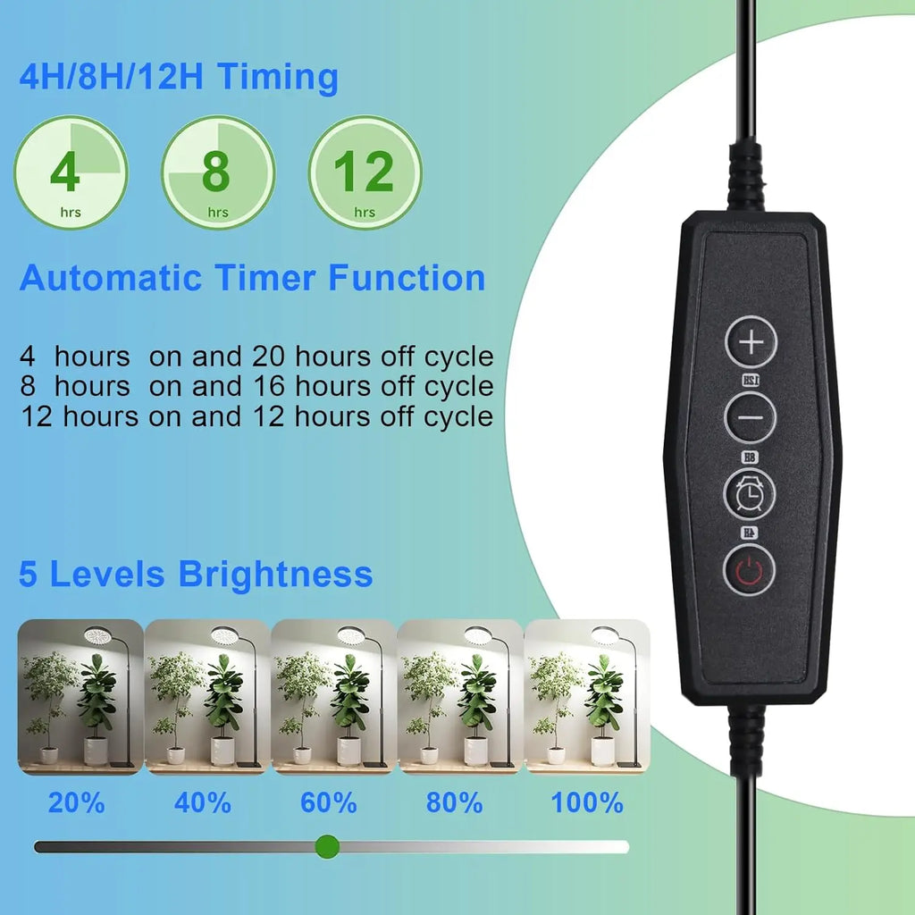 LED Floor Grow Light 6000K Full Spectrum, Stand & Auto Timer LED Grow Light Richie's