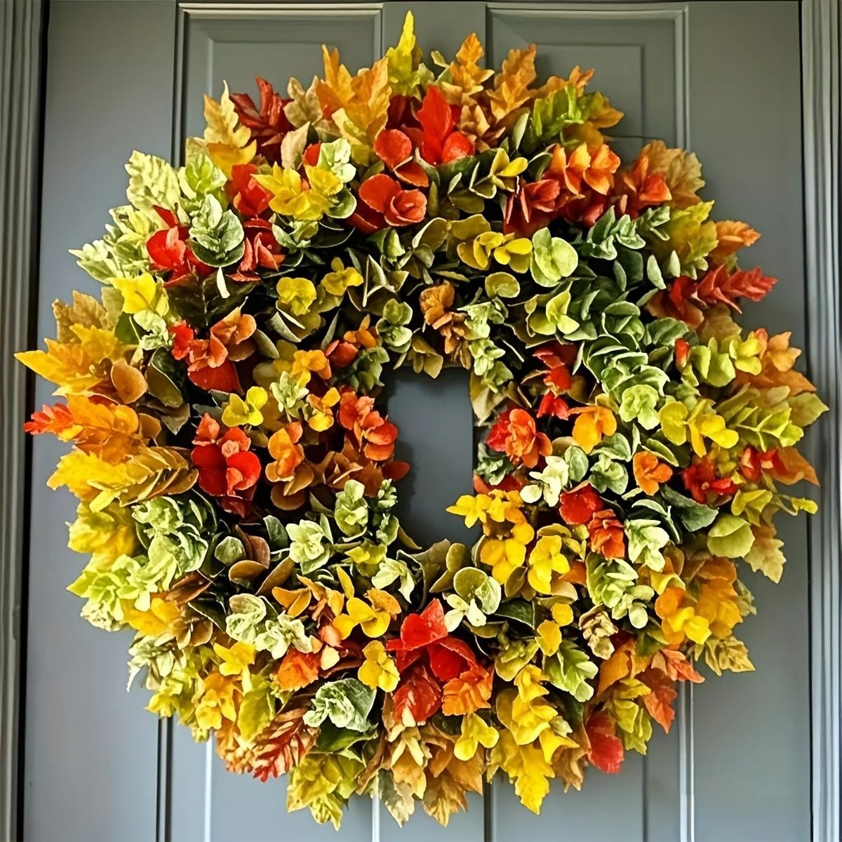 Elegant Artificial Fall Foliage Wreath – Indoor Door Hanging Decor Artificial Decor Wreath Richie's