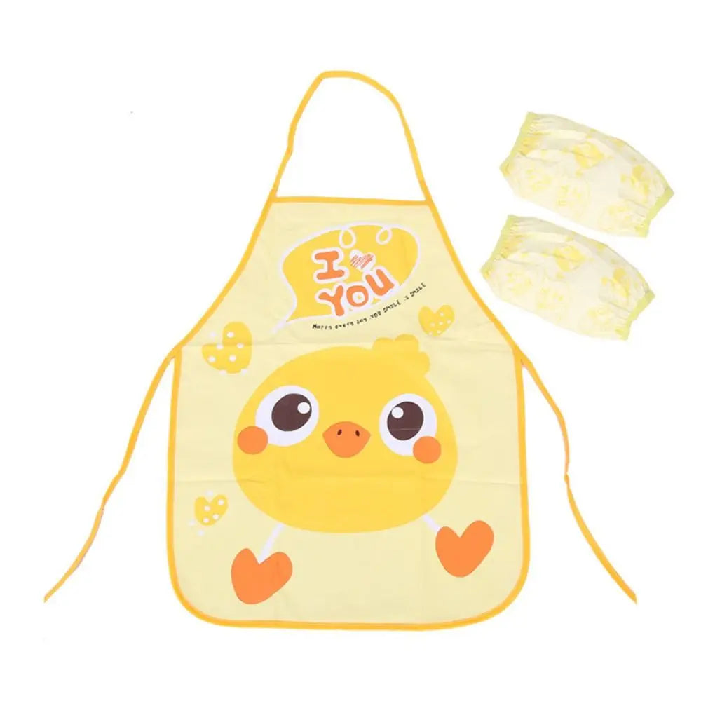 Waterproof Cartoon Apron – Unisex Kitchen & Painting Smock Kitchen Apron Richie's Yellow-Apron Set
