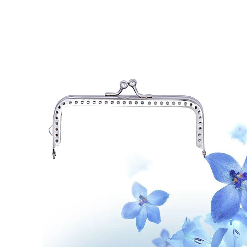 8.5cm Square Kiss Lock Purse Frame – Silver Beaded Clasp DIY Purse Frame Hardware Richie's
