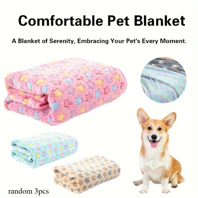 Polyester Pet Fleece Blanket for Dogs & Cats – 1/3 Pack Pet Fleece Blanket Richie's random 3pcs 104X76CM