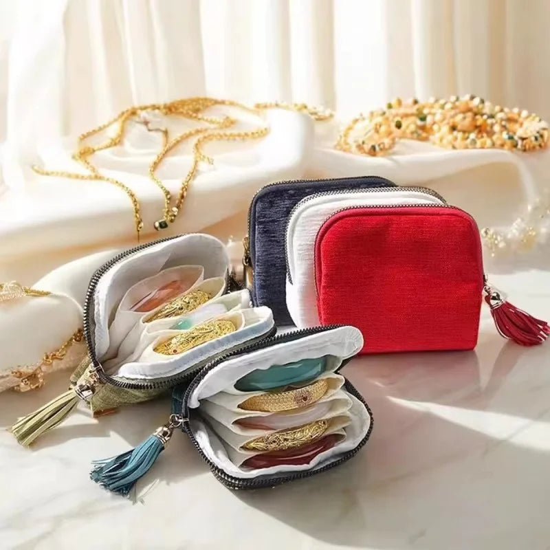 5-Layer Velvet Jewelry Storage Bag | Portable Travel Case Jewelry Storage Bag Richie's