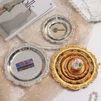 Luxury Gold & Silver Round Iron Serving Tray – Cake & Fruit Plate Decorative Serving Tray Richie's