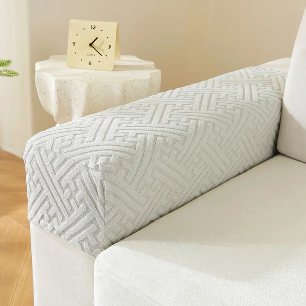 Stretch Sofa Armrest Cover Jacquard Anti-Slip Couch Arm Protector Sofa Armrest Cover Richie's Light Grey