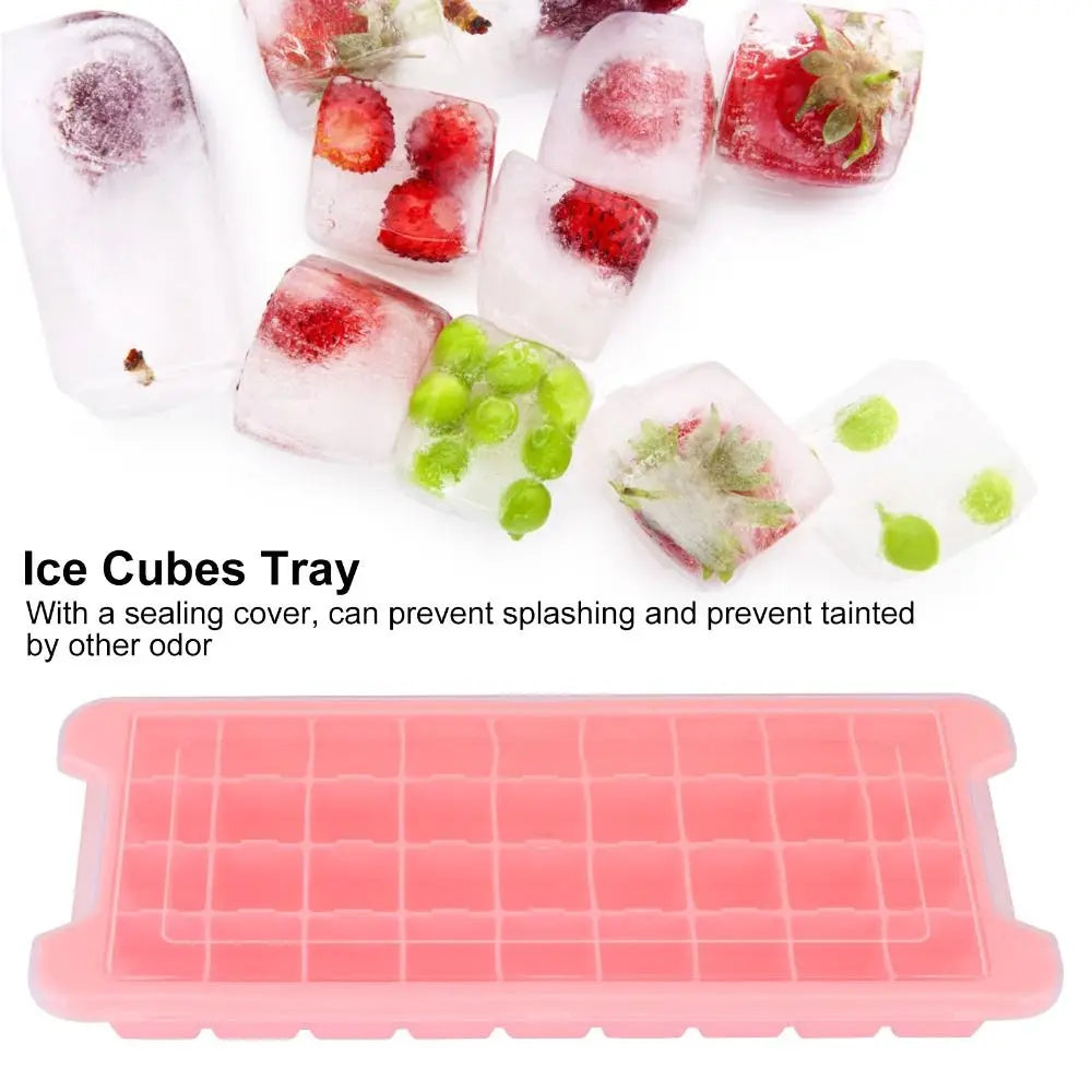 2-Pack Stackable 36-Grid Silicone Ice Cube Tray with Lid Silicone Ice Cube Tray Richie's