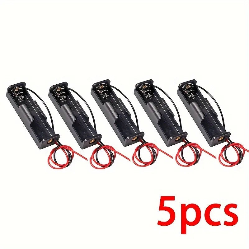 5pcs 18650 Battery Holder Storage Box Case with Wire Lead Battery Holder Case Richie's 5PCS