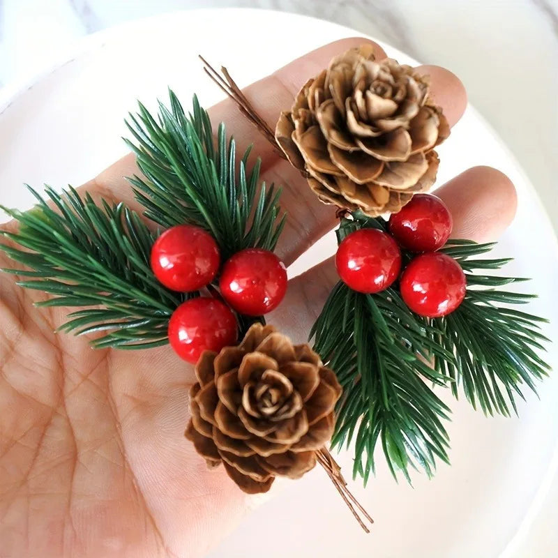 Artificial Pine Cones & Red Berries Holiday Picks – 6/10 Pcs Holiday Decoration Picks Richie's