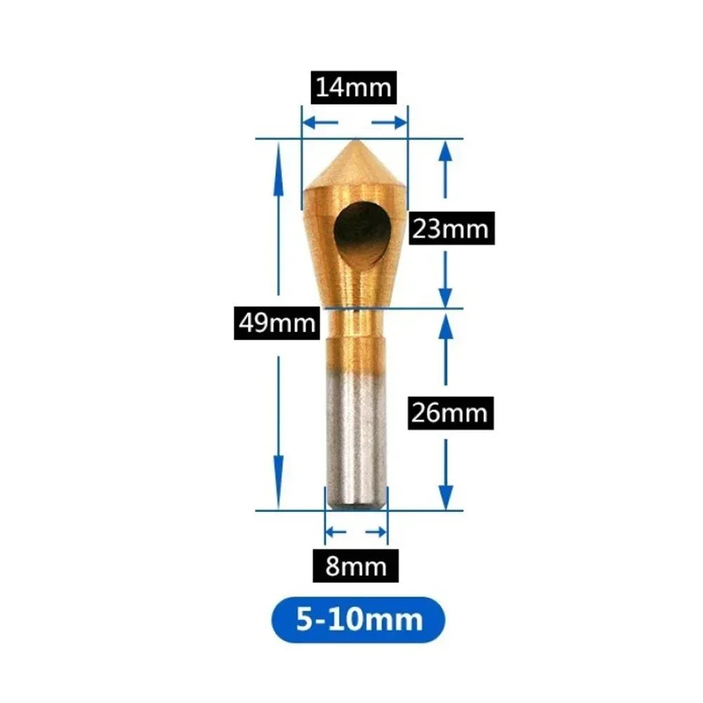 Titanium-Plated HSS Countersink Drill Bit – Deburring & Chamfer Tool Countersink Drill Bit Richie's 5-10mm
