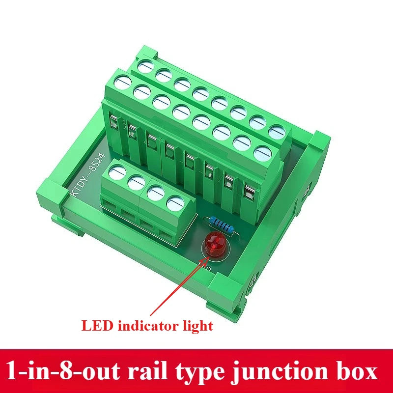 Guide Rail Terminal Block 1 In 5/8/16 Out Power Distribution Box Terminal Block Richie's 1 in 8 out LED 1PCS