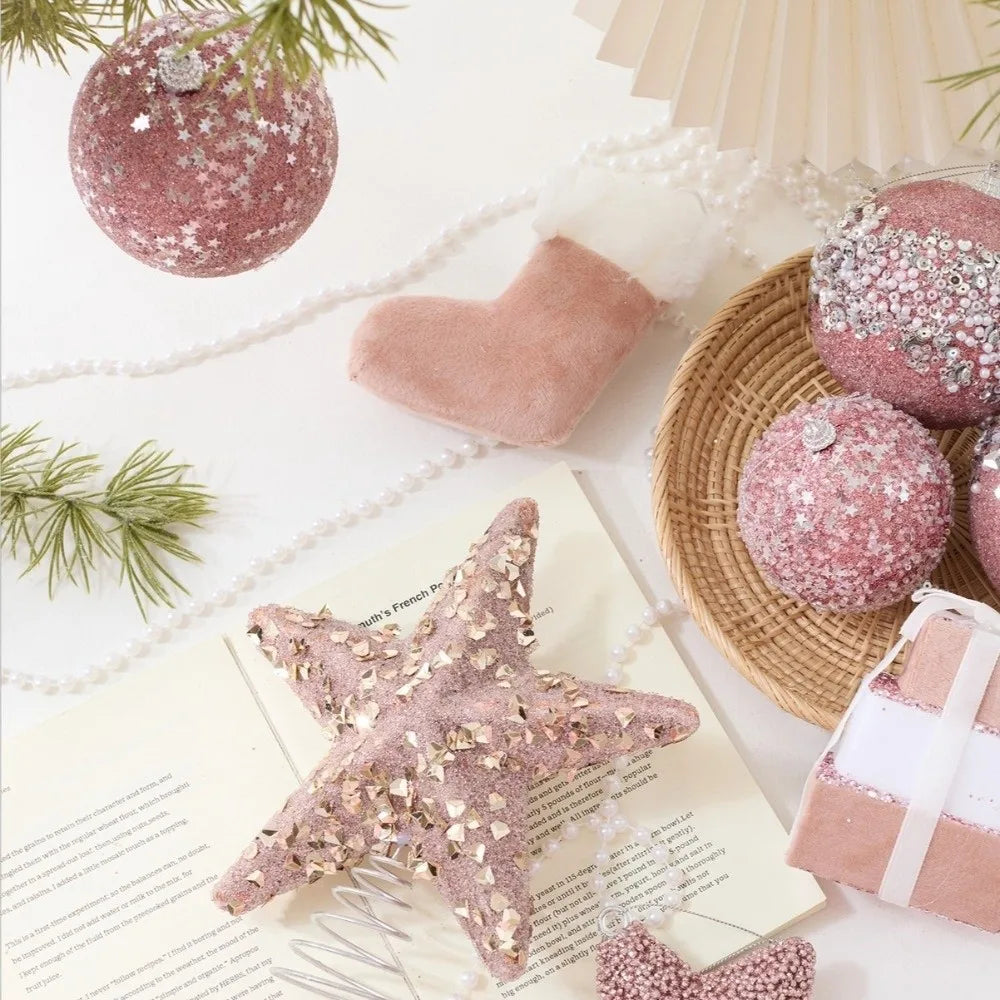 Pink Shatterproof Christmas Ornaments – Velvet Foam Ball Hangings Christmas Ornaments Richie's