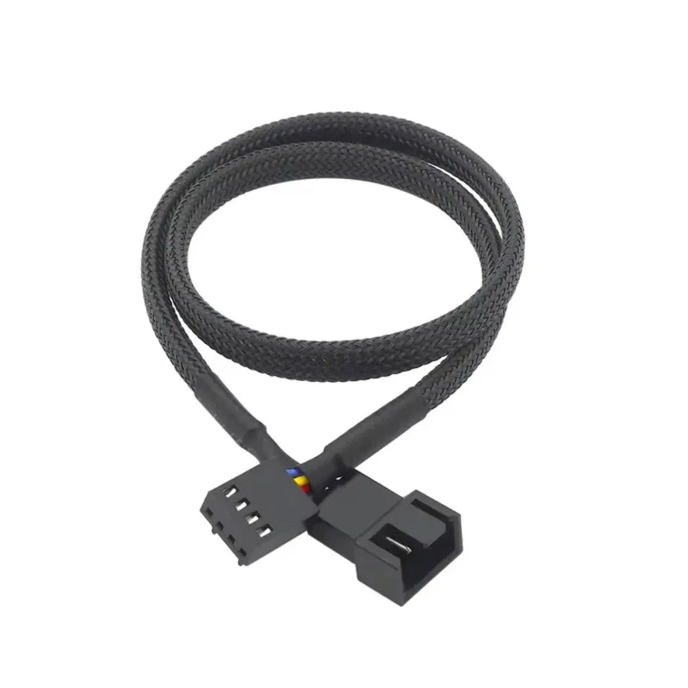 4-Pin PWM Fan Extension Cable 1-to-1 Splitter Black Sleeved Fan Extension Cable Richie's 26cm