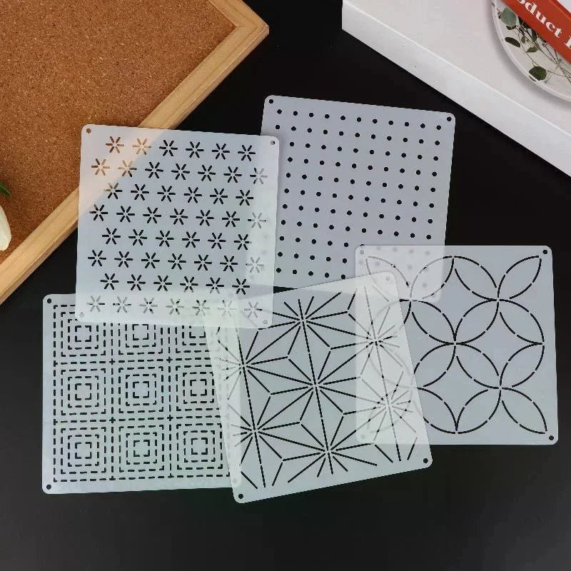 Sashiko Embroidery Stencils 9/32Pcs Reusable Geometric Templates Embroidery Stencil Set Richie's