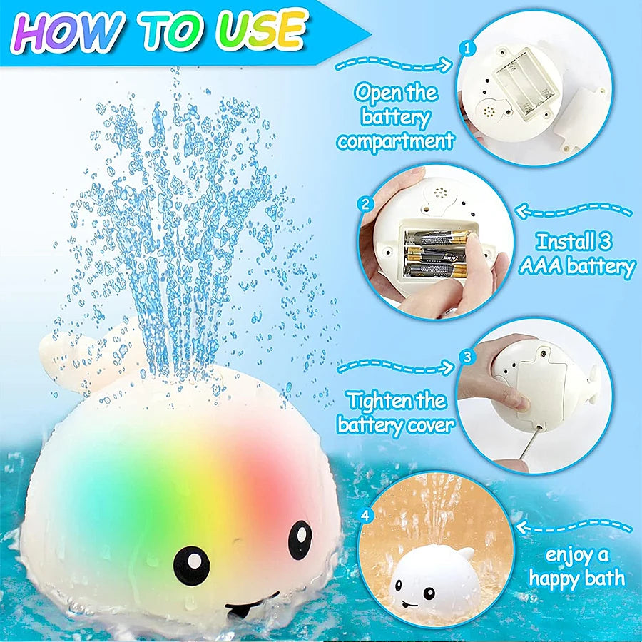 Light Up Whale Baby Bath Toy Sprinkler for Toddlers 0–3 Baby Bath Toy Richie's