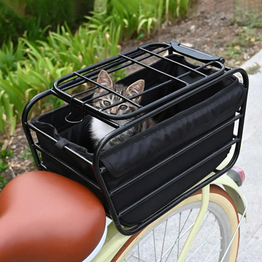 Enclosed Carbon Steel Bike Rear Basket – Pet & Cargo Carrier Rear Bike Basket Richie's
