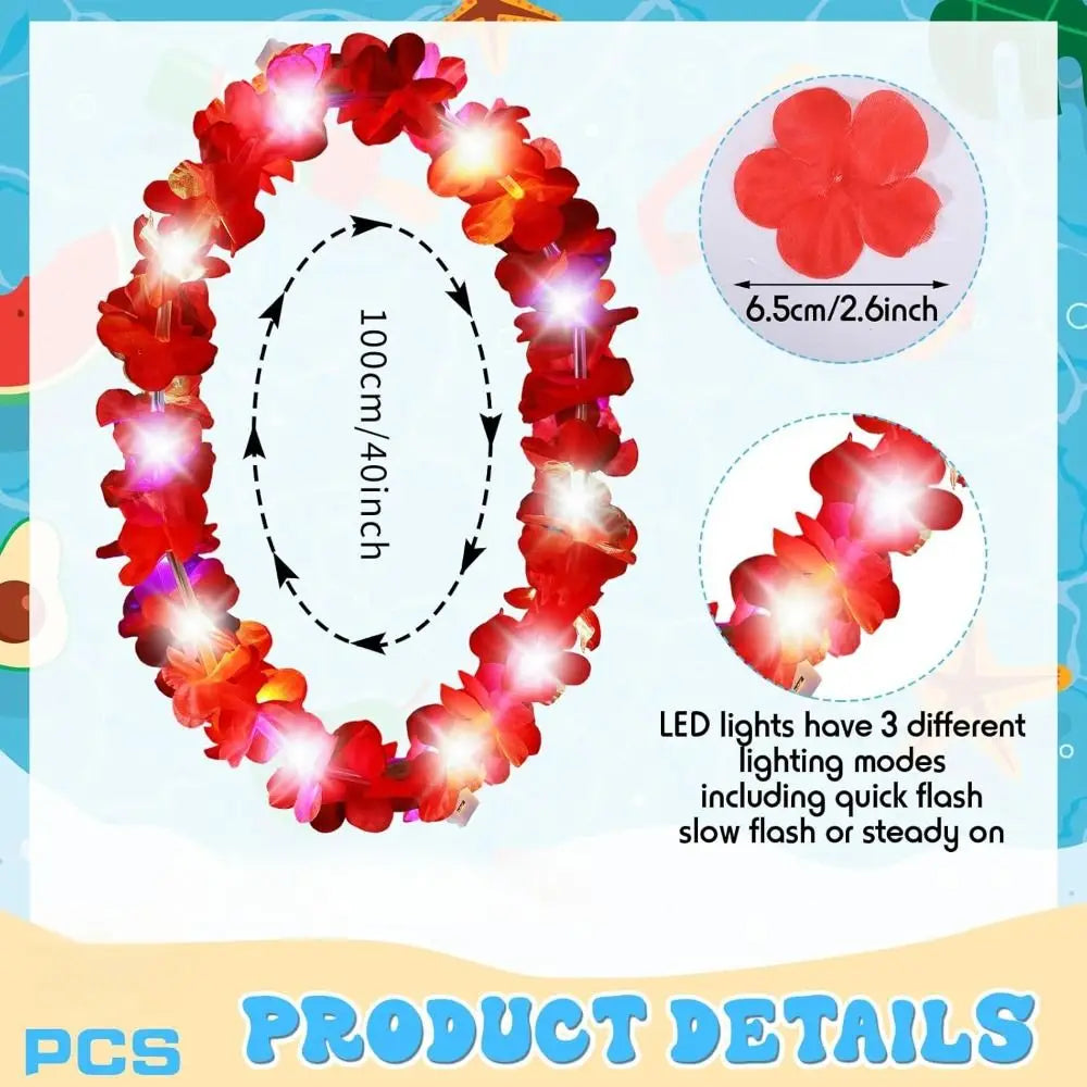Bohemian Multicolor LED Hawaii Flower Lei Silk Petal Party Wreath Costume Accessory Richie's