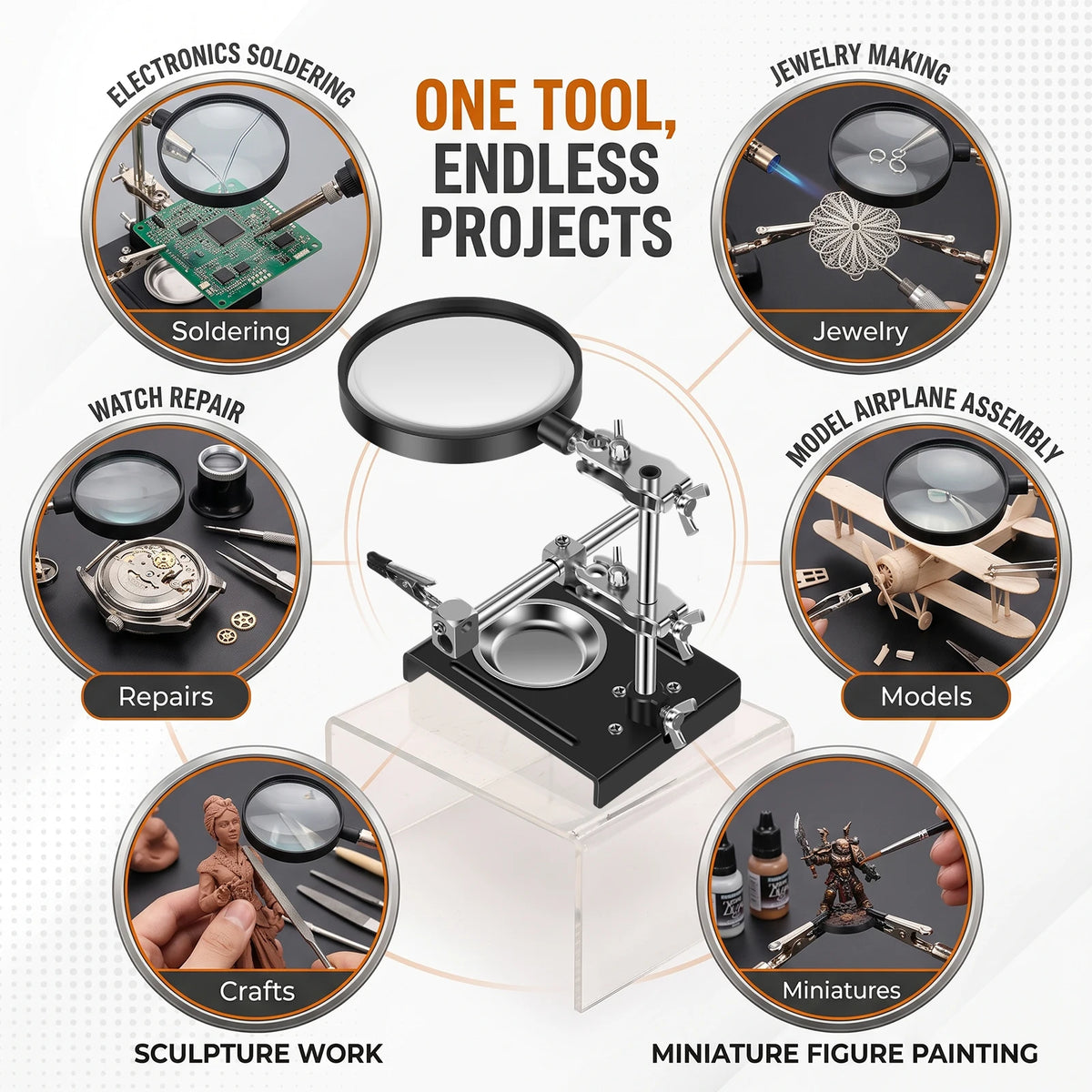 3X Magnifier Soldering Helping Hands Stand – Electronics & Jewelry Soldering Helping Hands Richie's
