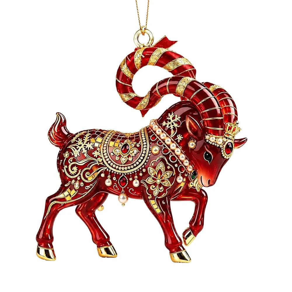 Acrylic Zodiac Ram Christmas Ornament – Red & Gold Angel Wings Christmas Ornament Richie's 2