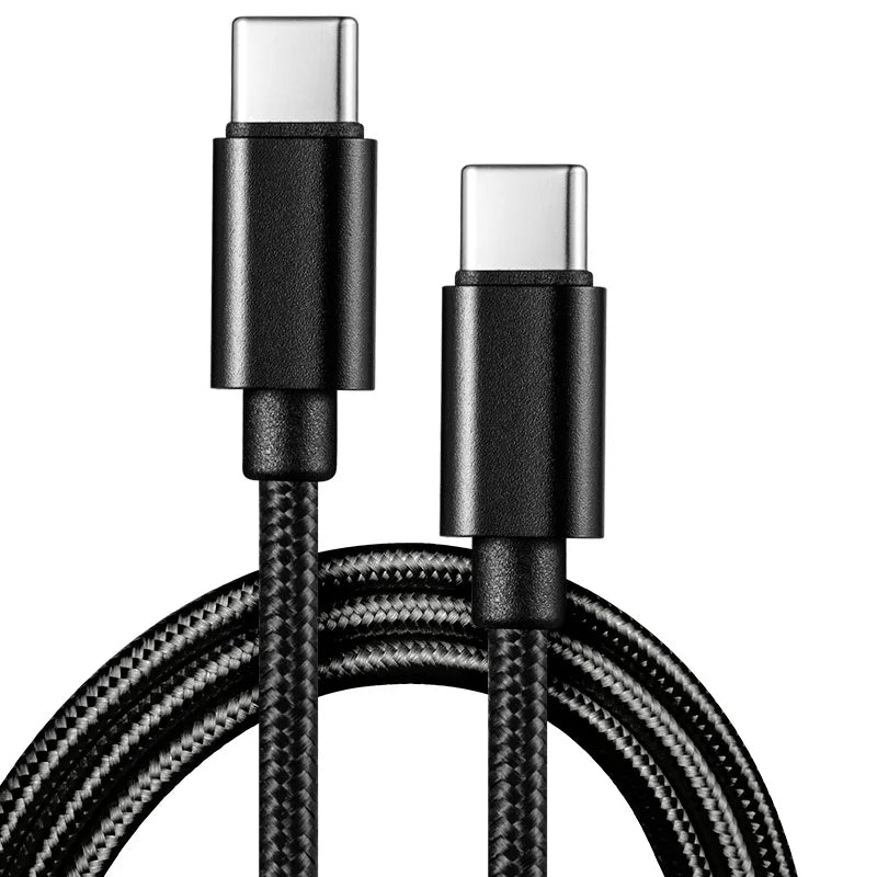 USB-C to USB-C Cable 60W Fast Charging Nylon Braided 1m 2m 3m USB-C Charging Cable Richie's black 1m