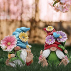 2-Piece Resin Flower Dwarf Garden Statue – Indoor & Outdoor Decor Garden Statue Set Richie's