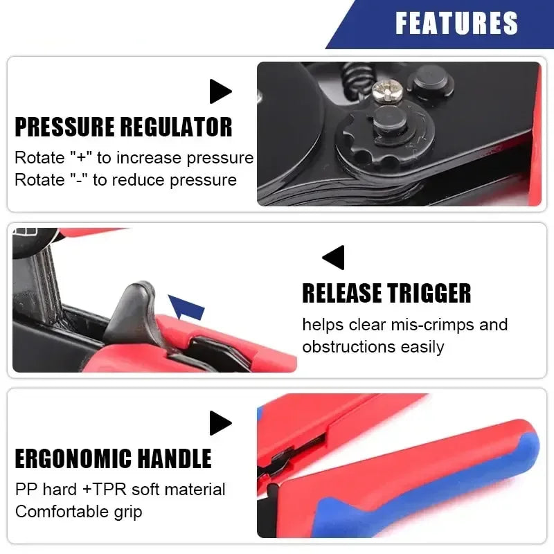 HSC8 6-4A Self-Adjusting Ratchet Ferrule Crimping Plier AWG23-7 Ratchet Crimping Plier Richie's