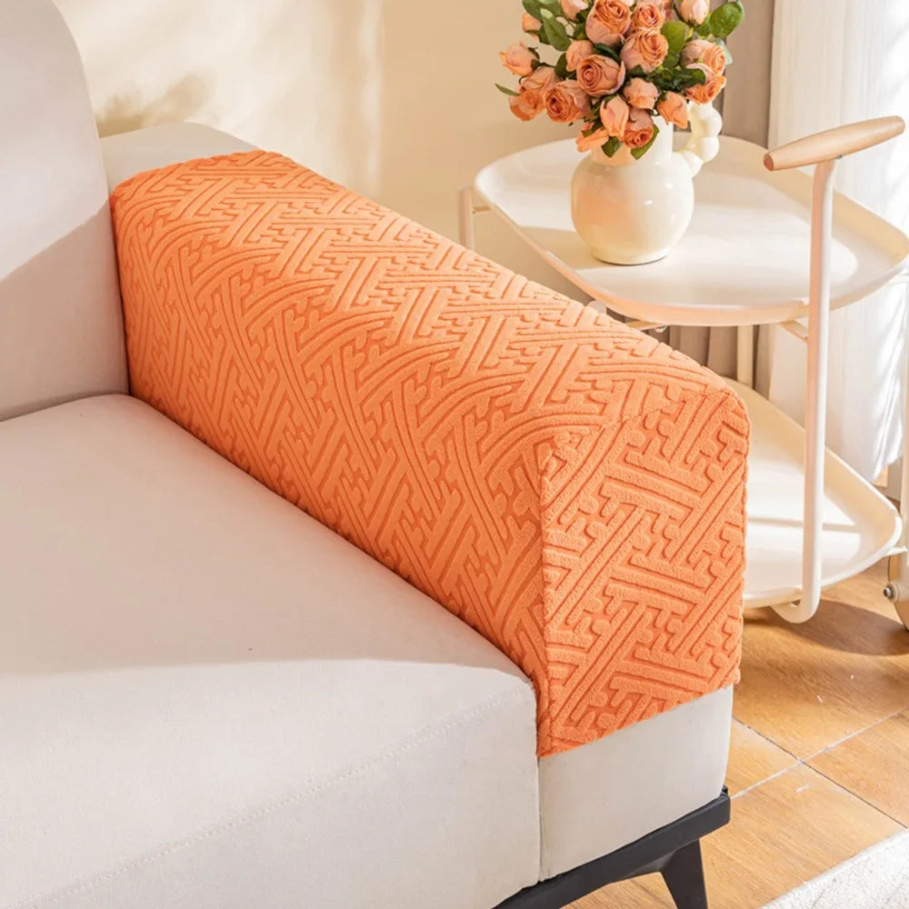 Stretch Sofa Armrest Cover Jacquard Anti-Slip Couch Arm Protector Sofa Armrest Cover Richie's Orange