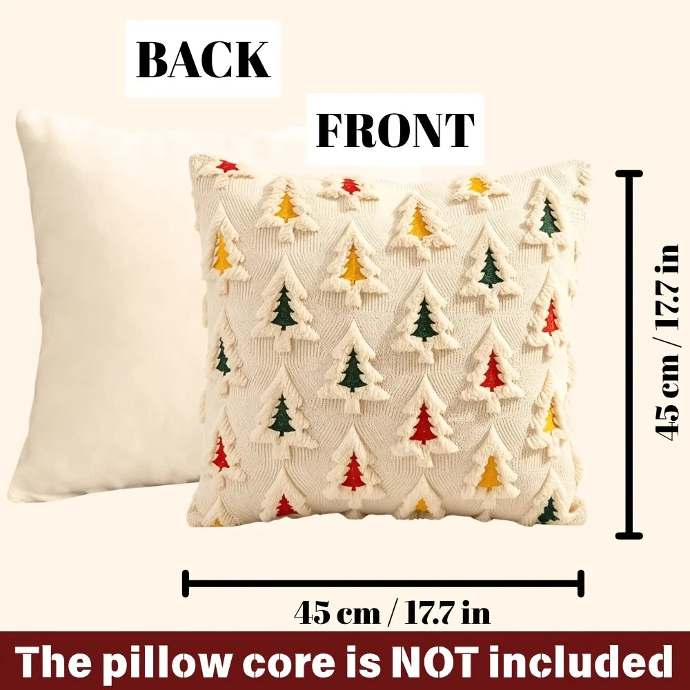2-Pack 3D Christmas Tree Embroidered Plush Pillow Covers 18" Cushion Cover Set Richie's