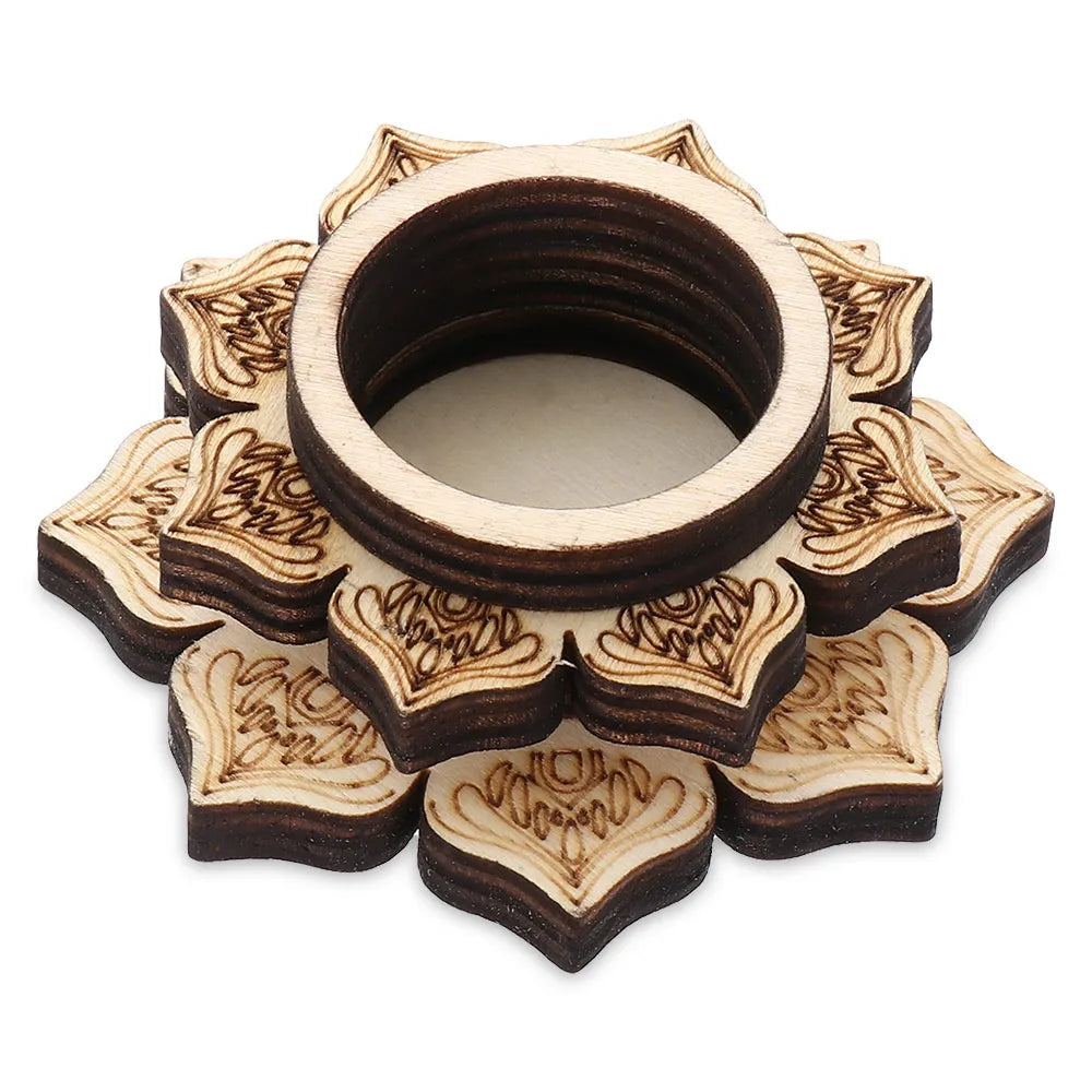 Lotus Wooden Crystal Ball Base | Meditation Decor Stand Crystal Display Stand Richie's Style 4