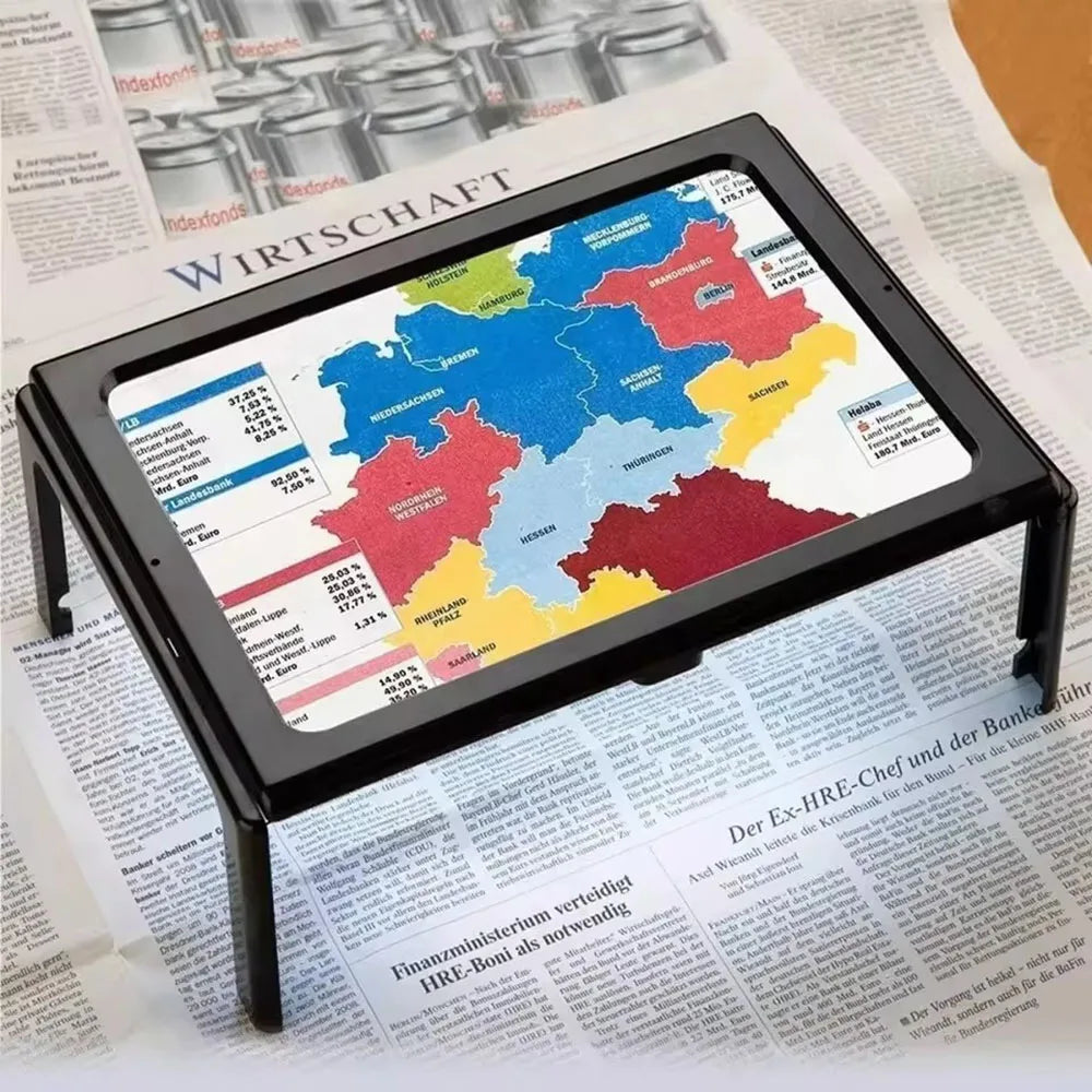 A4 Full-Page 3X Magnifier with LED Lights – Desktop Reading Aid Full-Page Magnifier Richie's