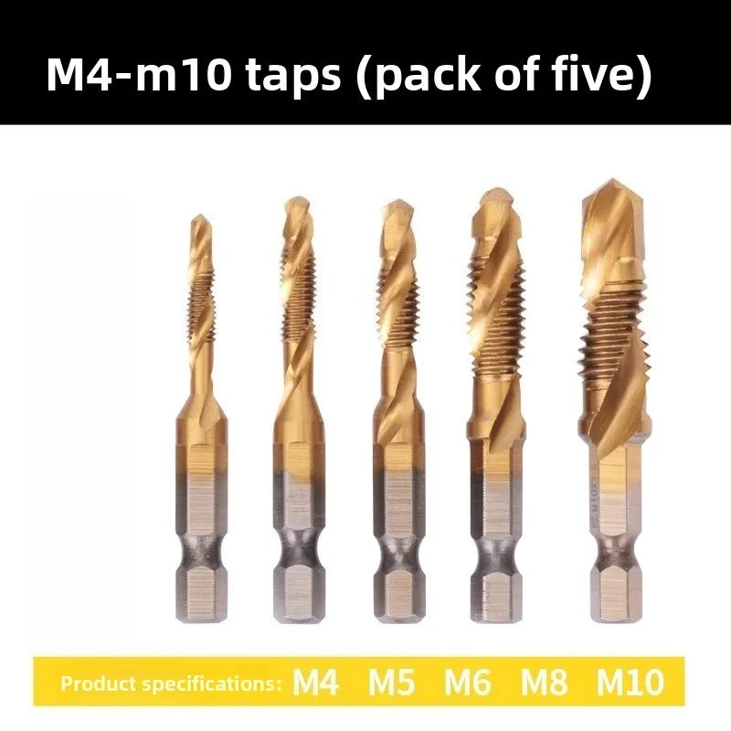 HSS Titanium Tap Drill Bit All-in-One Machining Tool Set 1–6pc Tap Drill Bit Set Richie's M4-5-6-8-10