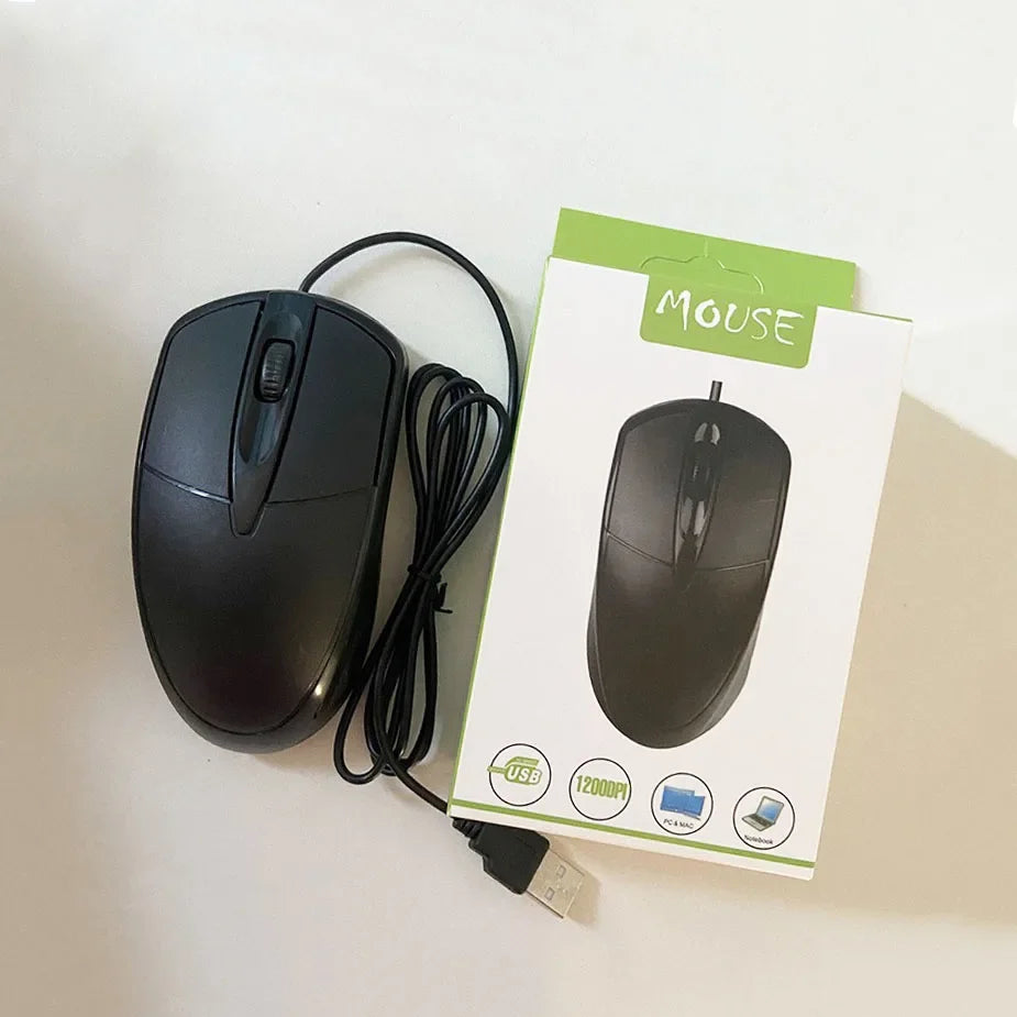 FUCHU USB Wired Optical Mouse 1200DPI 3-Button Plug & Play Wired Optical Mouse Richie's Box Package