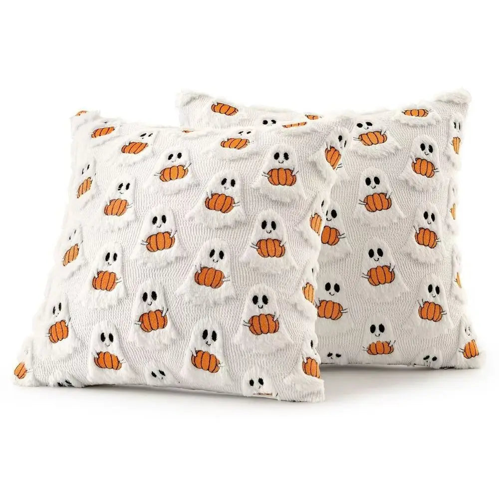 Halloween Ghost Pumpkin Throw Pillow Cover 45x45cm Throw Pillow Cover Richie's