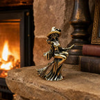 Brass Flying Witch Figurine | Gothic Vintage Desk Ornament Decorative Figurine Richie's