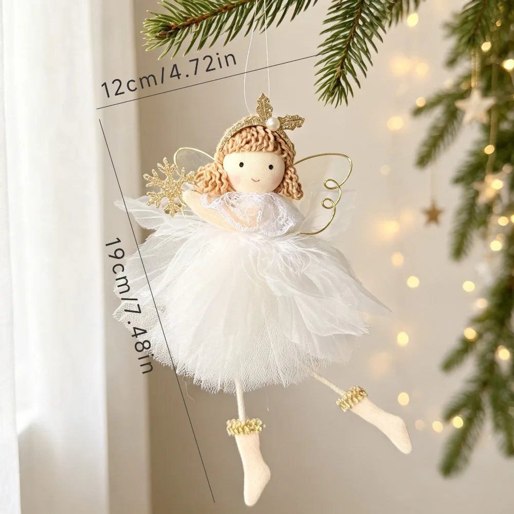 Plush Christmas Angel Ornament – Fluffy Wings Hanging Pendant Christmas Ornament Richie's Style-5