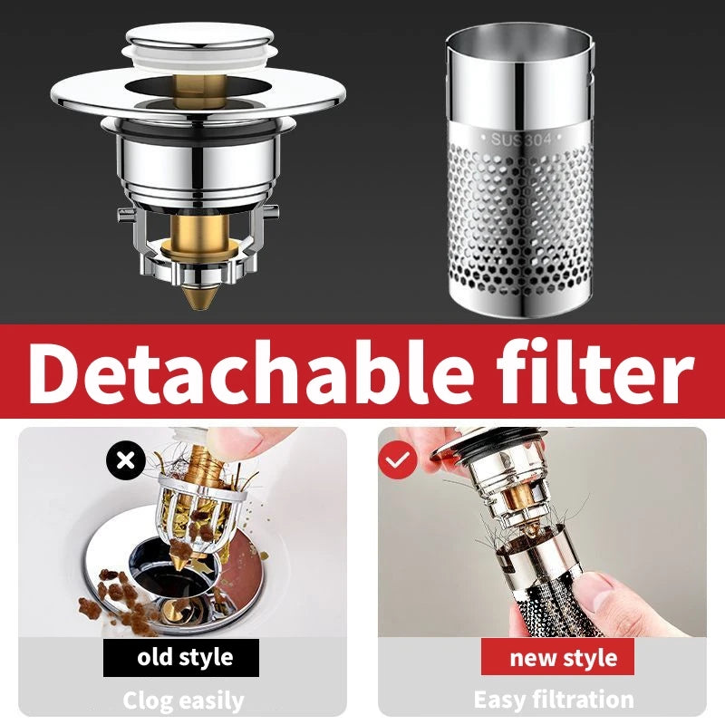 Stainless Steel Pop-Up Floor Drain Filter & Hair Catcher Drain Filter Stopper Richie's