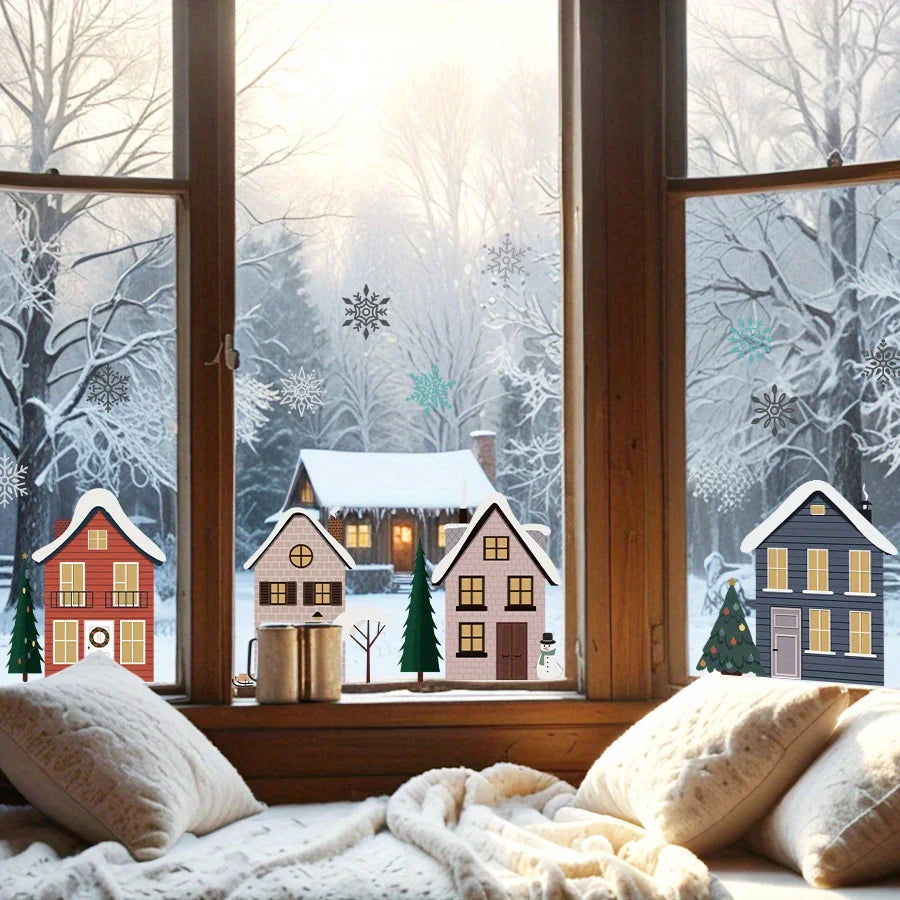 Christmas Snow Village Window Clings – Removable Winter Stickers Window Clings Richie's