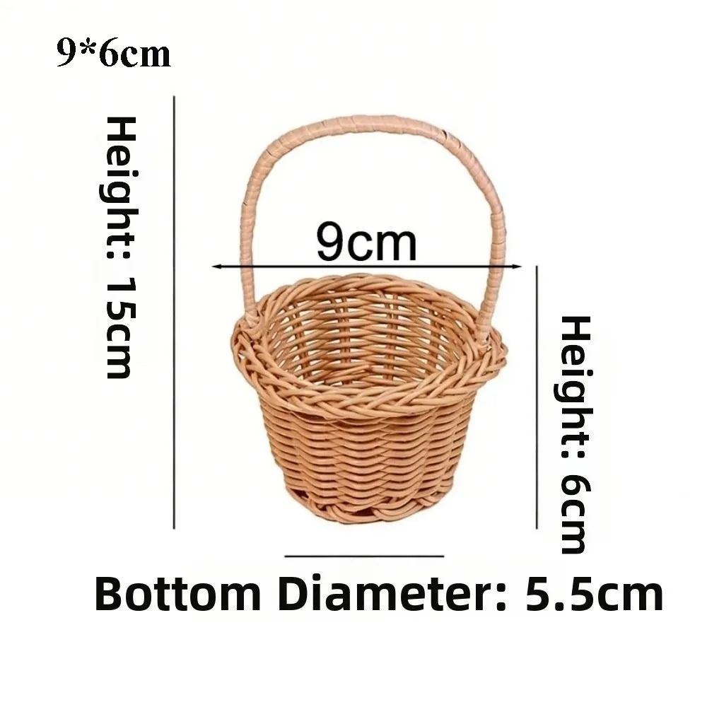 Handmade Round Wicker Basket – Hand-Woven Rattan Storage Hamper Wicker Storage Basket Richie's Khaki