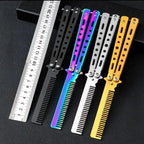 Butterfly Knife Practice Comb – Foldable Stainless Steel Beard Comb Butterfly Knife Comb Richie's