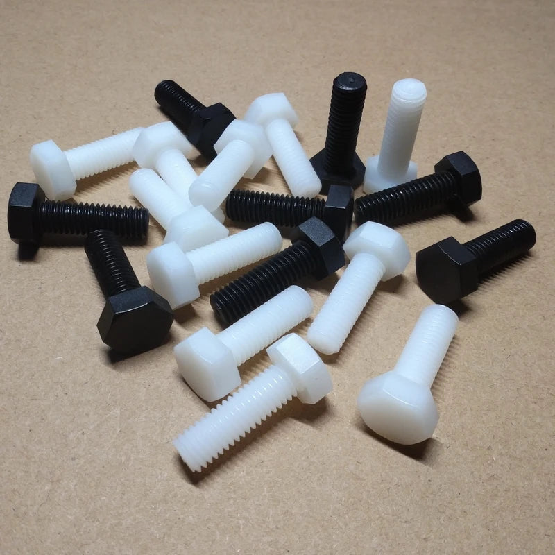 Nylon Hex Screws M3–M10 | Black & White Plastic Bolts Nylon Hex Screws Richie's