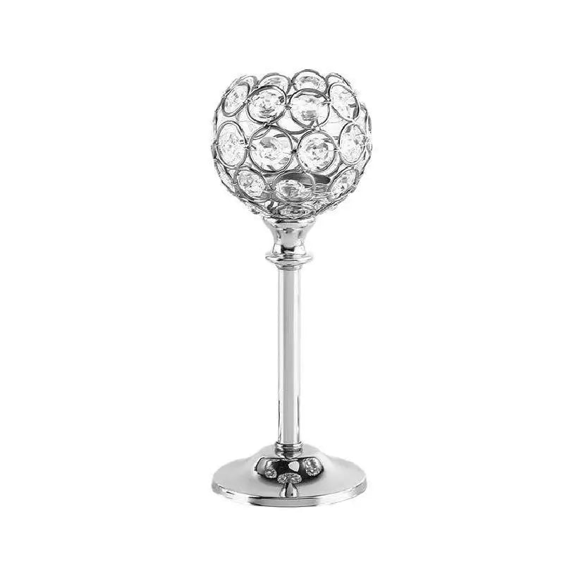 Gold Crystal Tealight Candle Holder – Festive Home Decor Candle Holder Richie's Silver 22cm