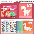 Children's 3D Pop-Up Sticker Book – Montessori Quiet Book Ages 3–6 Kids Activity Book Richie's BQ-1306-dinosaur