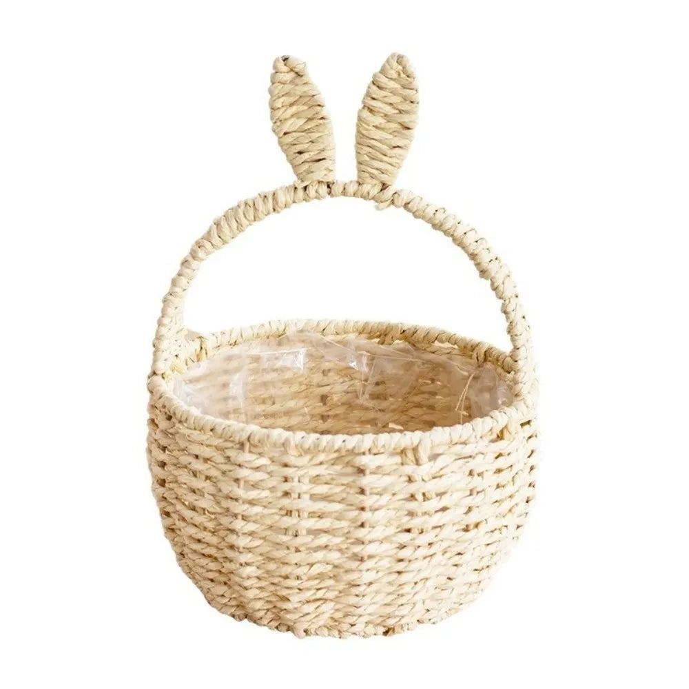 Rabbit Ear Hand Woven Easter Storage Basket with Handles Woven Storage Basket Richie's