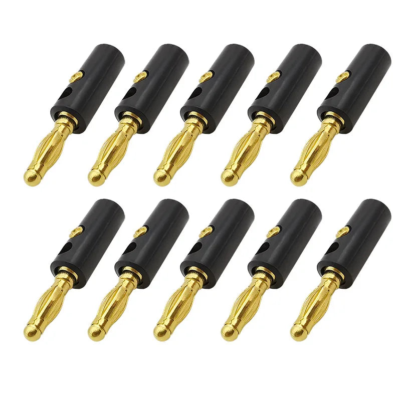 10Pcs 4mm Gold-Plated Banana Plug Solderless Screw Connector Set Banana Plug Connector Richie's 10 Black