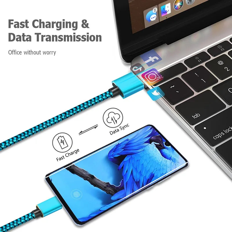 FUCHU USB-A to USB-C Nylon Braided Fast Charging Cable 1M 2M 3M USB Charging Cable Richie's