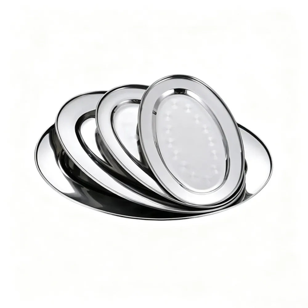 Stainless Steel Oval Fish Plates – BBQ Trays & Steak Dishes Oval Serving Plate Richie's