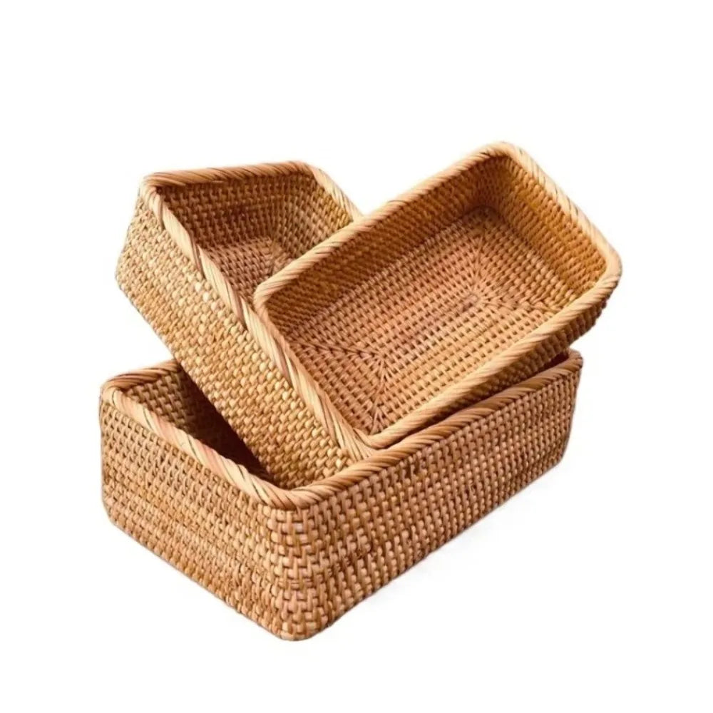 Handwoven Rattan Storage Basket | Desktop & Kitchen Organizer Rattan Storage Basket Richie's