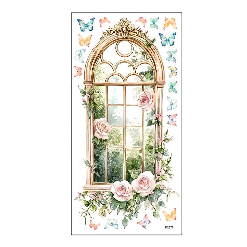 Multicolor Floral Window View Wall Sticker Self-Adhesive PVC Decal Wall Sticker Decal Richie's 2