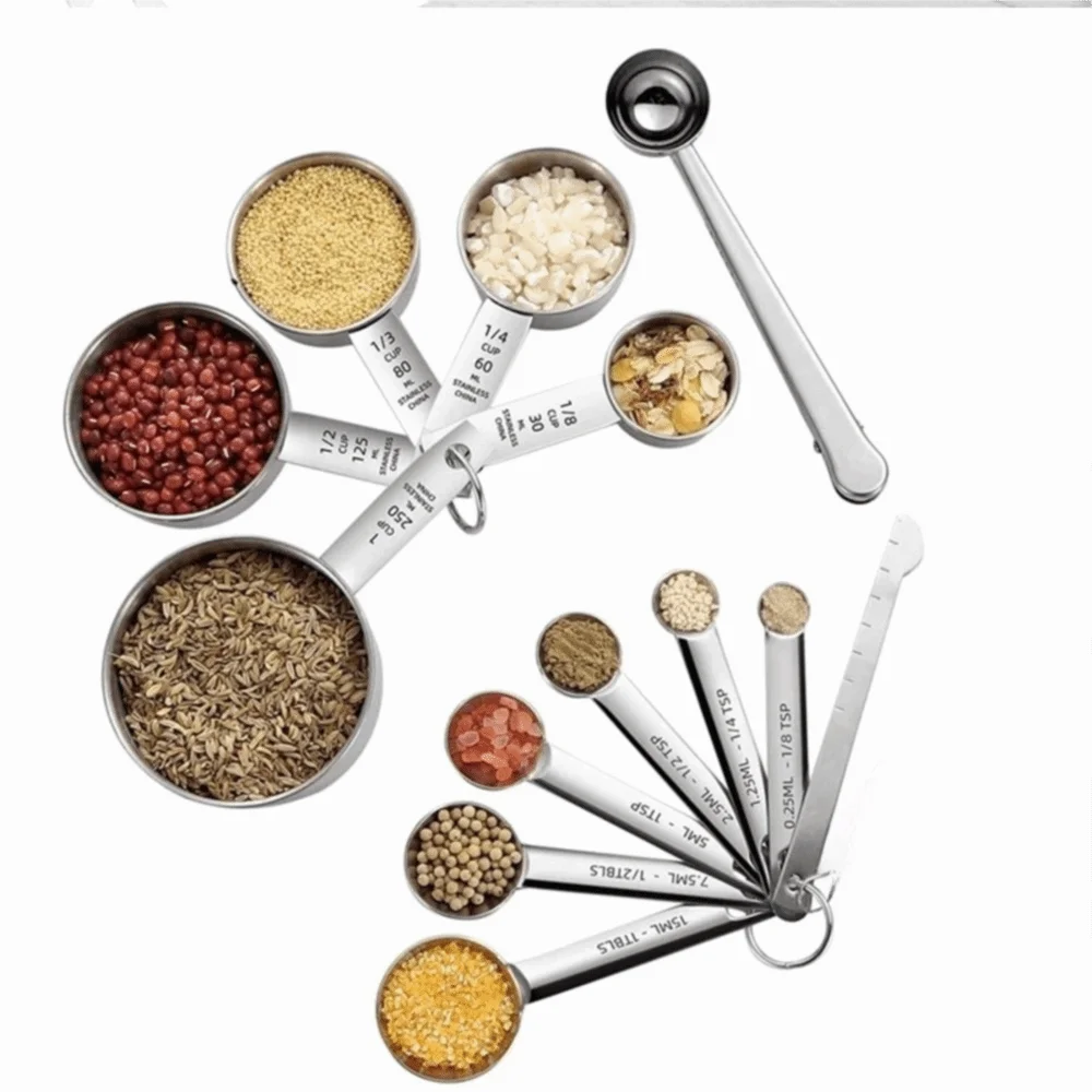 12-Piece Stainless Steel Measuring Cups & Spoons Set – Stackable Measuring Cups & Spoons Richie's