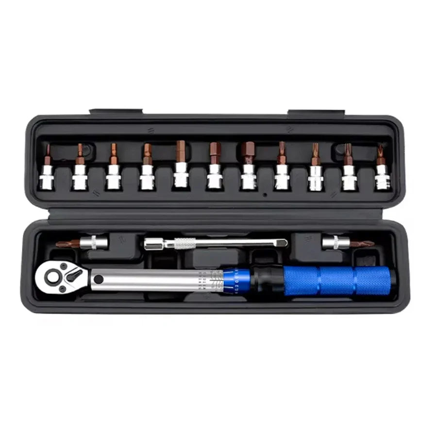 1/4" Ratchet Torque Wrench 2-24N.m with 13-Piece Bit Set Torque Wrench Richie's Blue